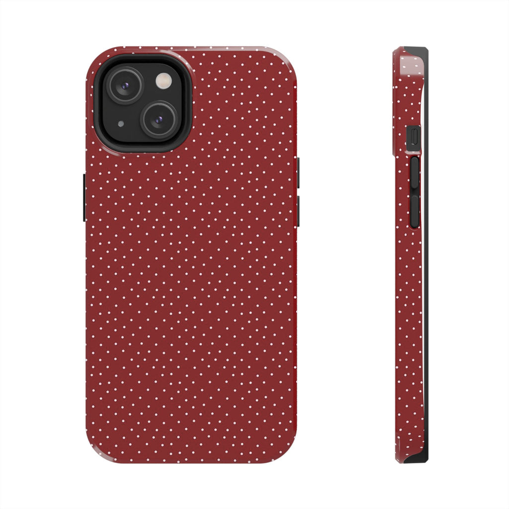 burgundy polkadot phone case