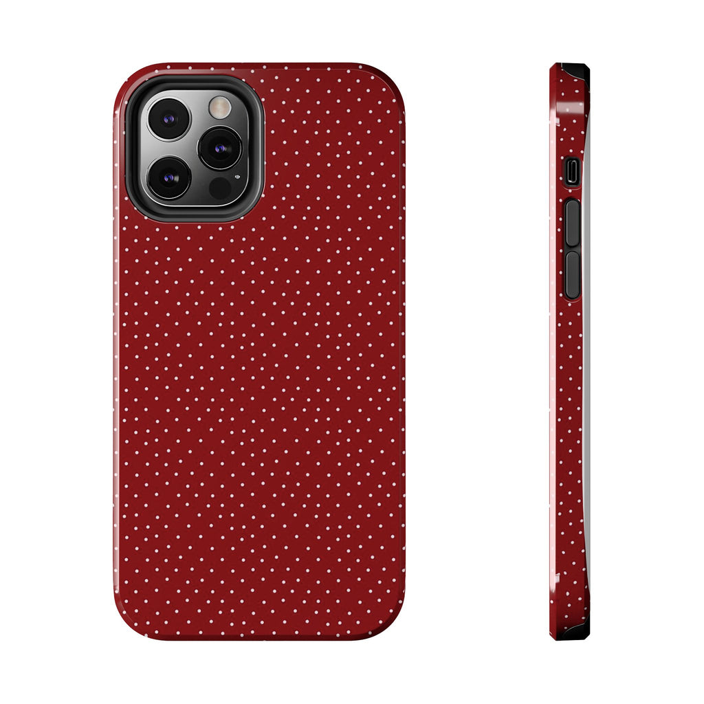 burgundy polkadot phone case