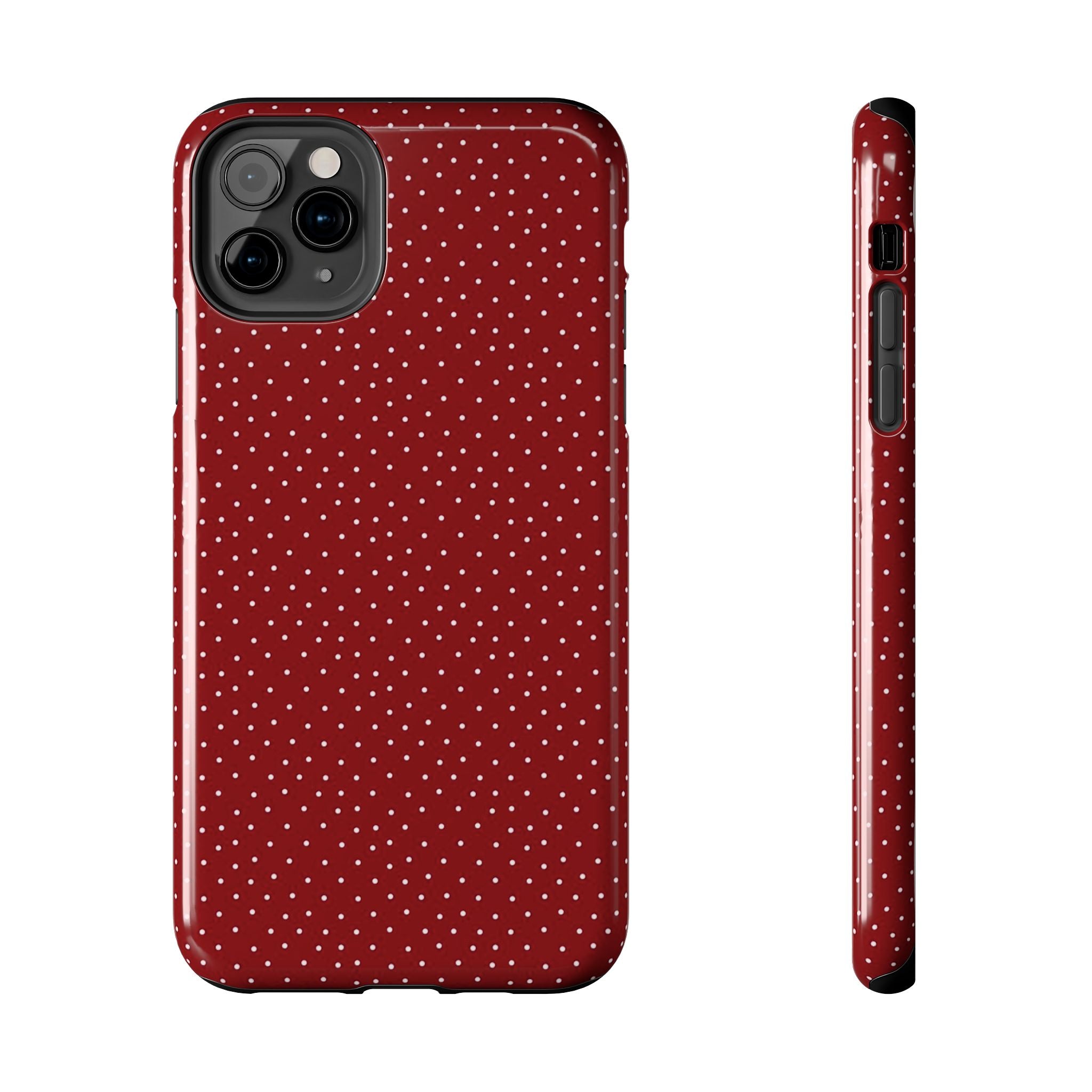 burgundy polkadot phone case
