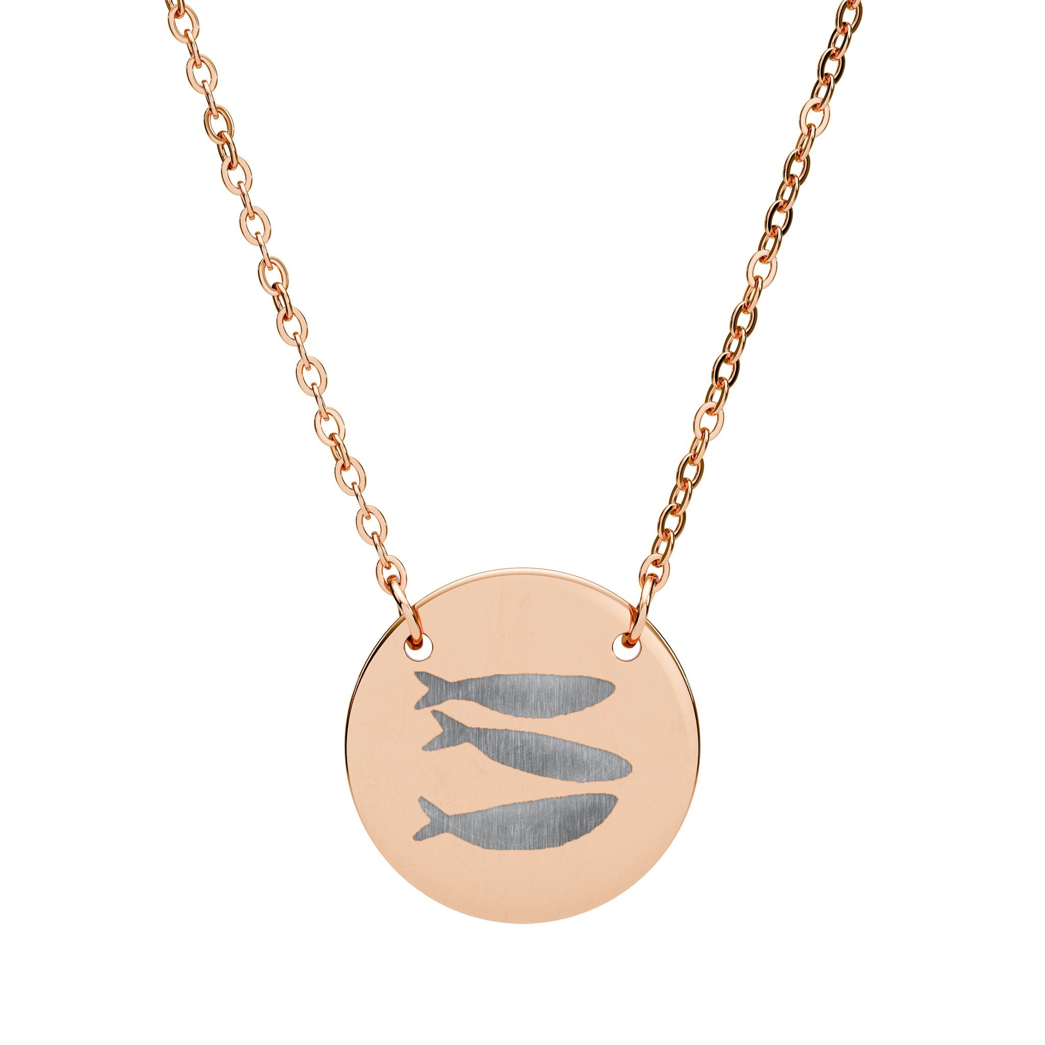 go fish engraved necklace