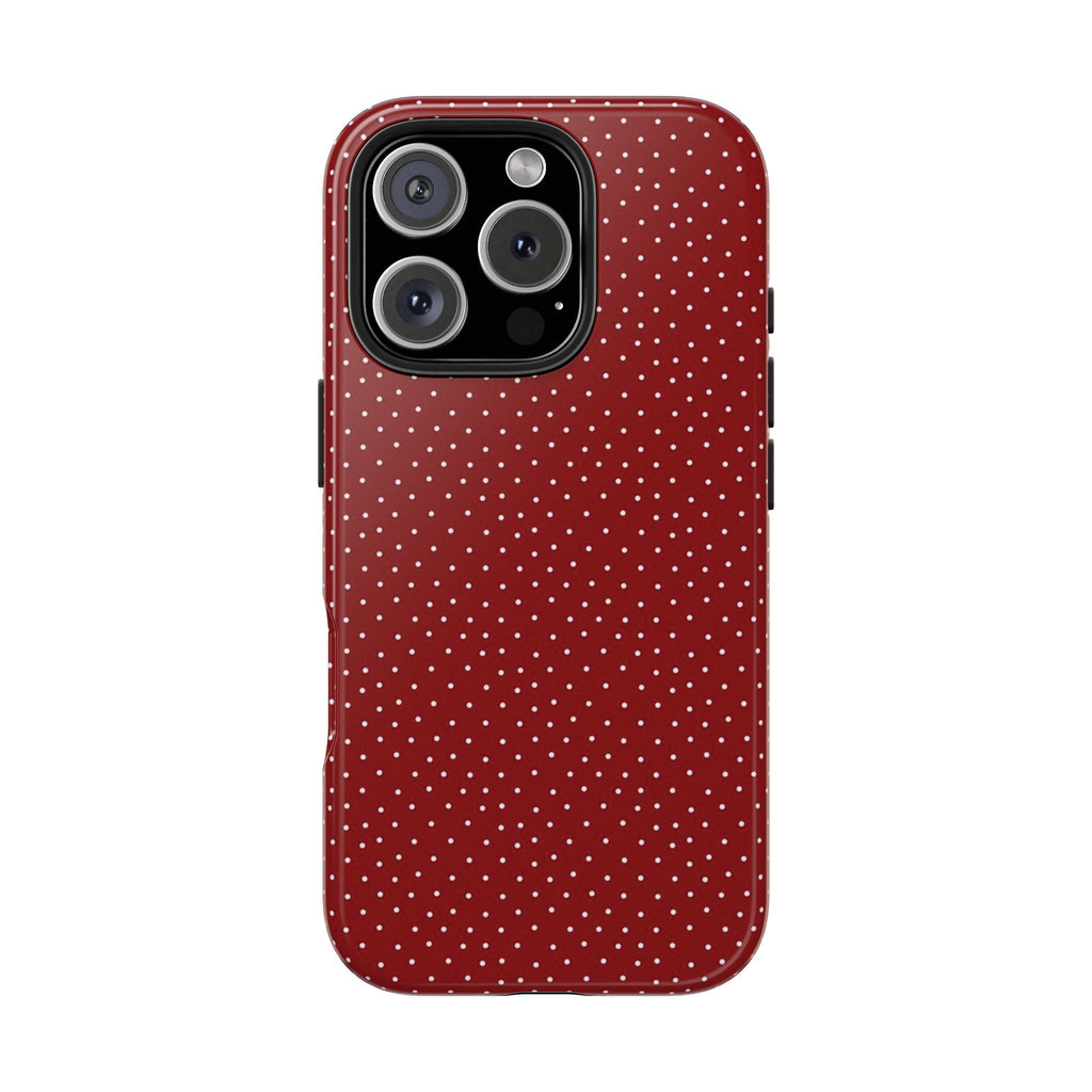 burgundy polkadot phone case