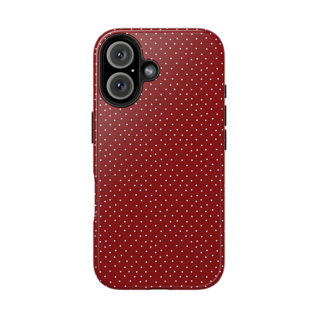 burgundy polkadot phone case
