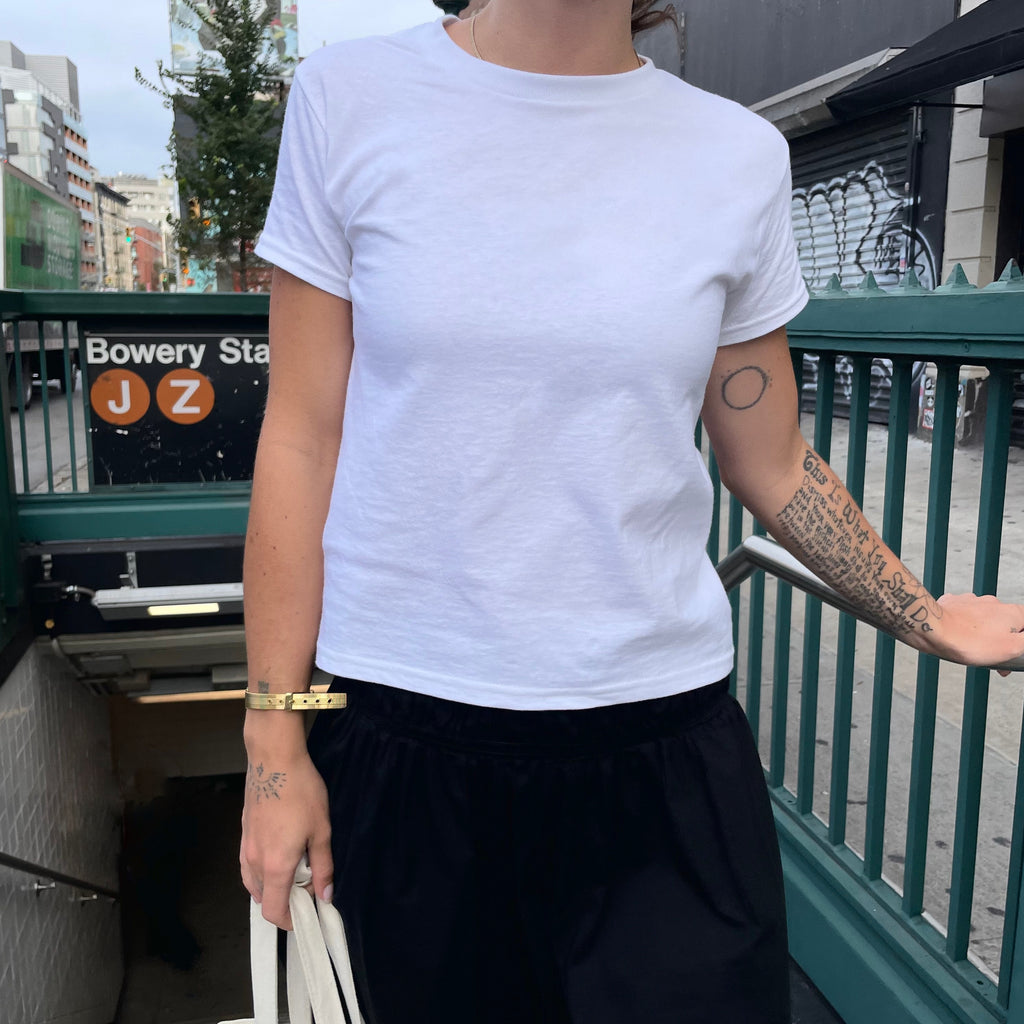 white basic baby tee