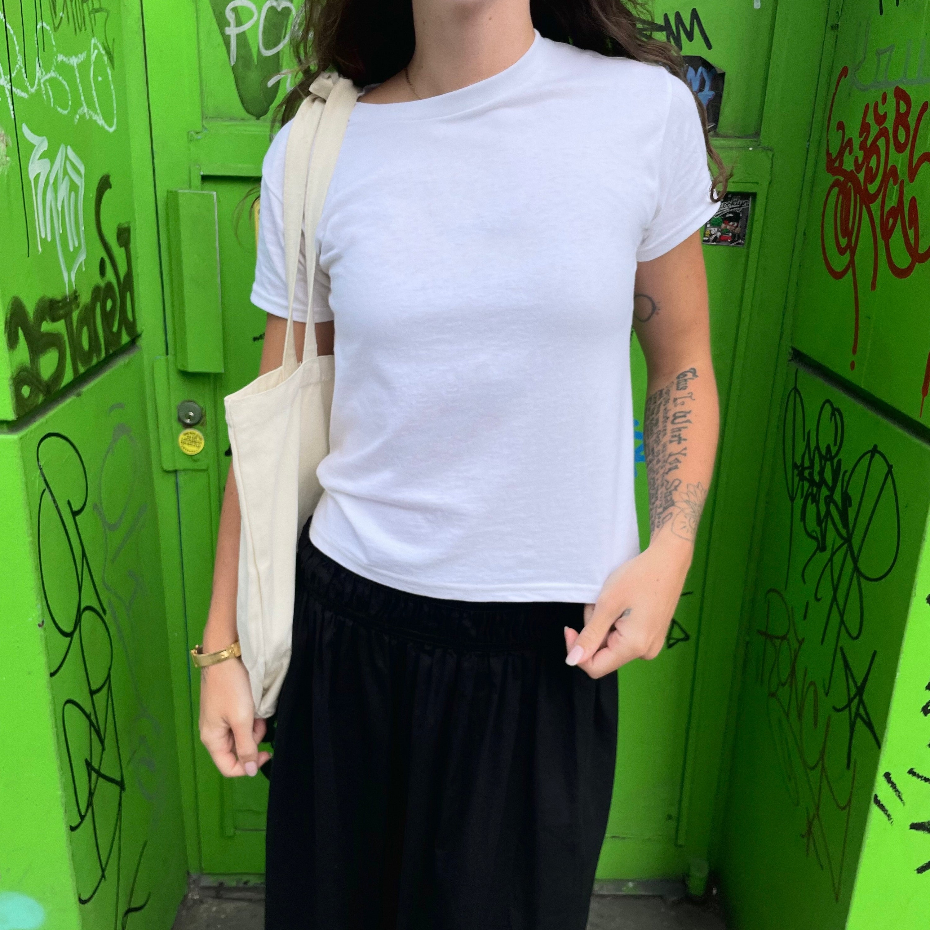 white basic baby tee