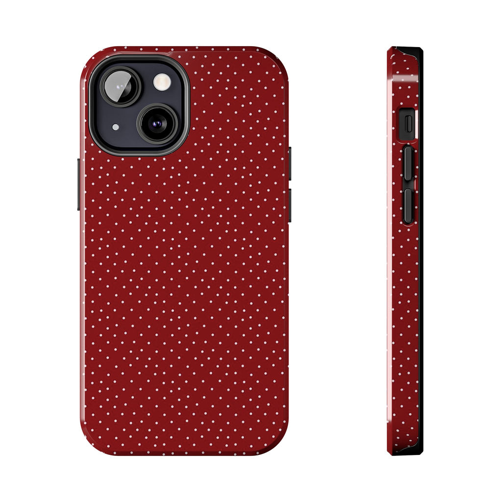 burgundy polkadot phone case