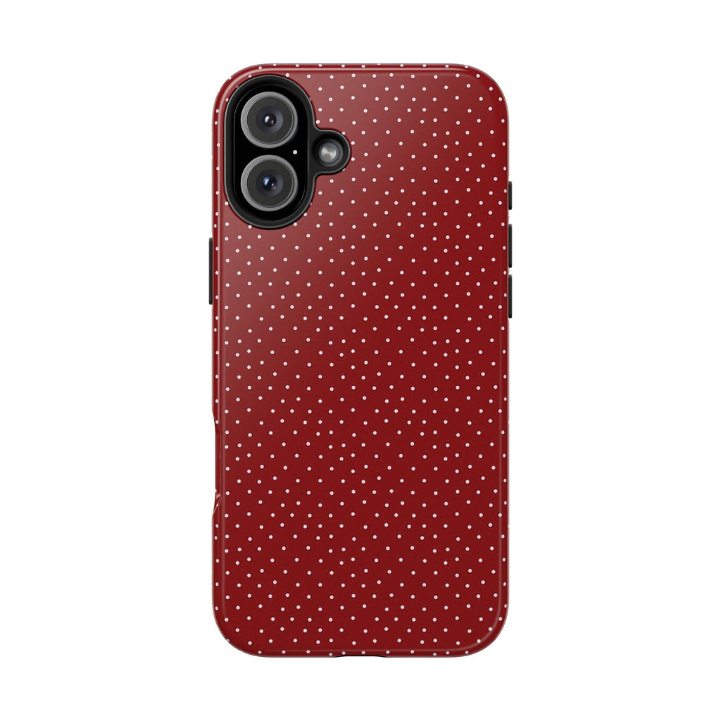 burgundy polkadot phone case