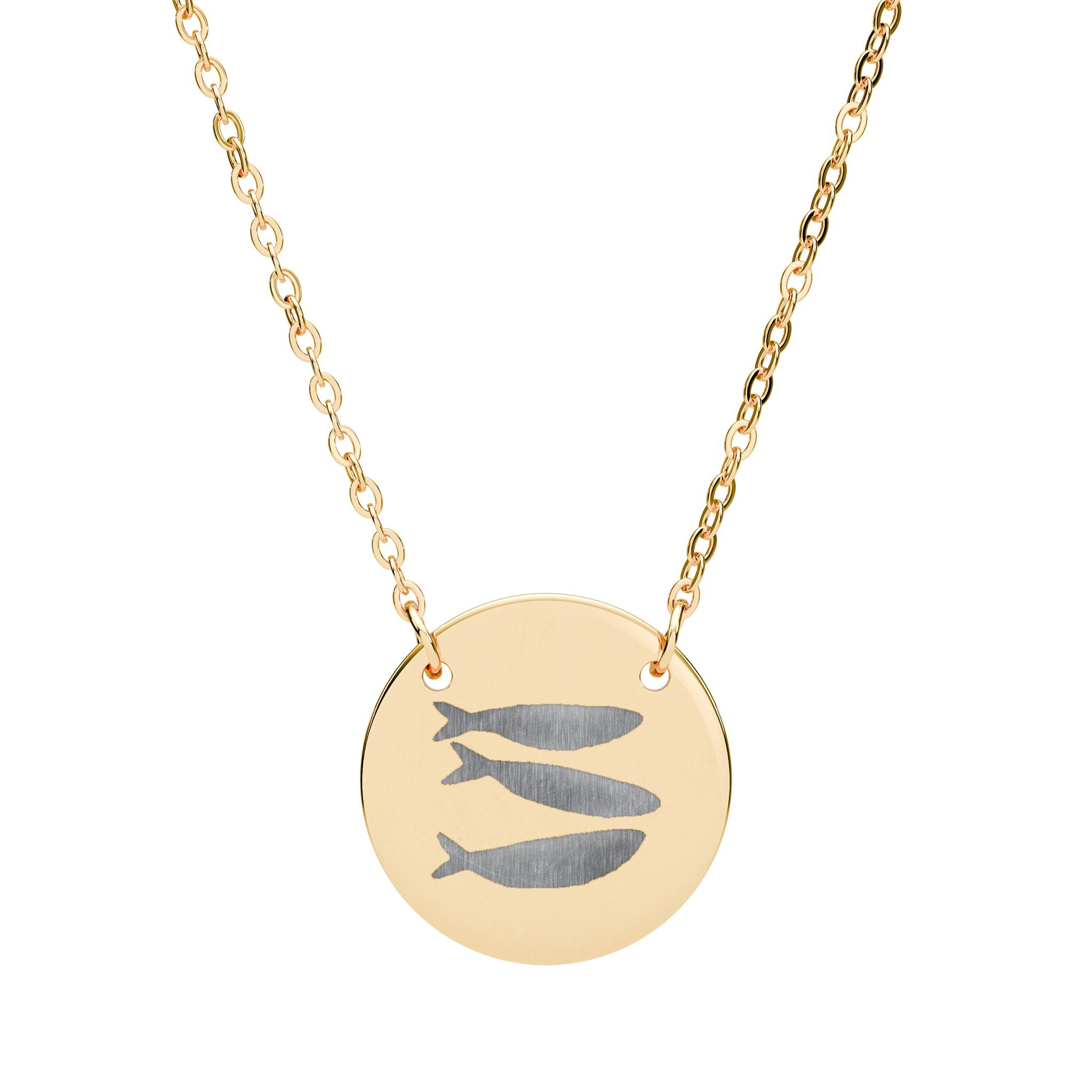 go fish engraved necklace