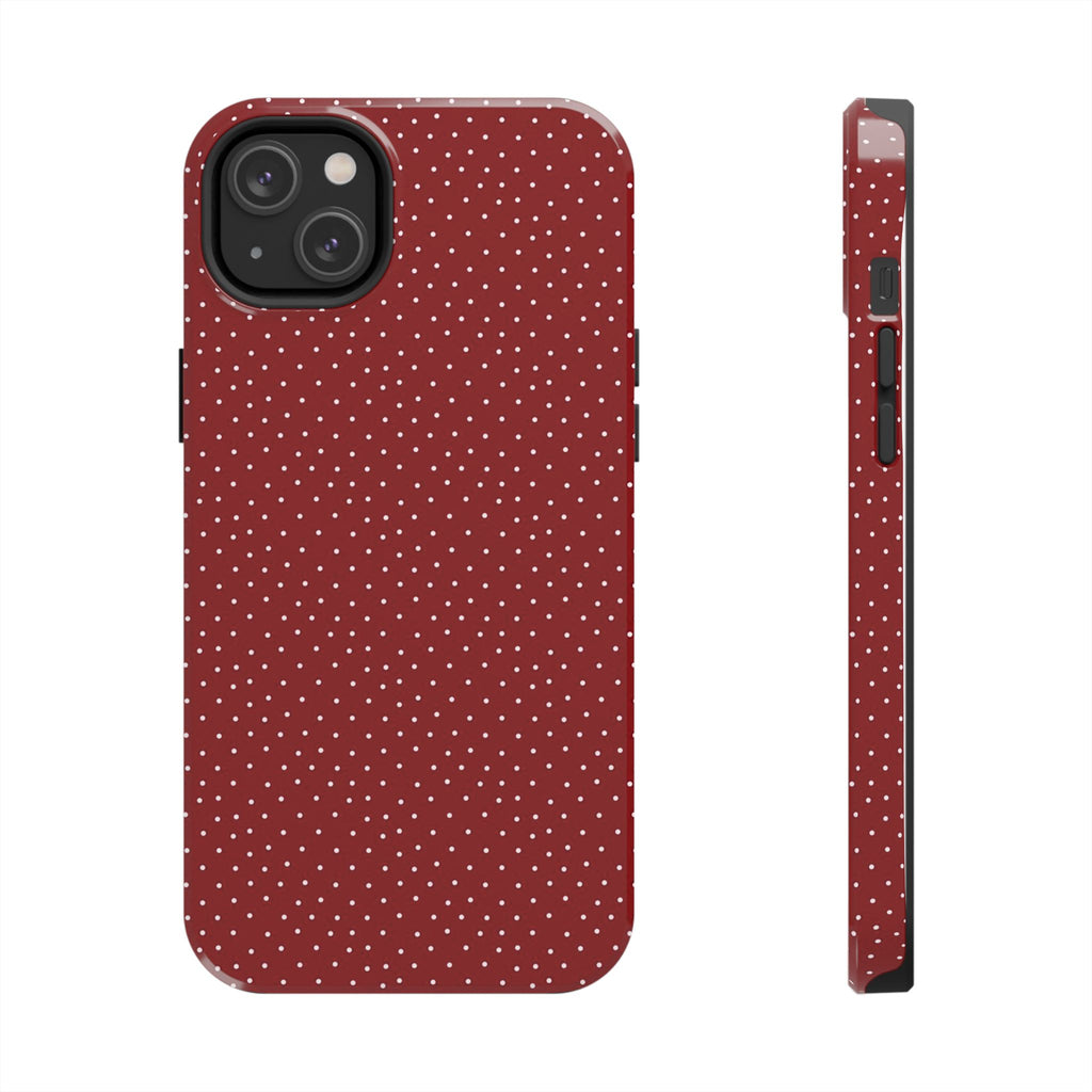 burgundy polkadot phone case