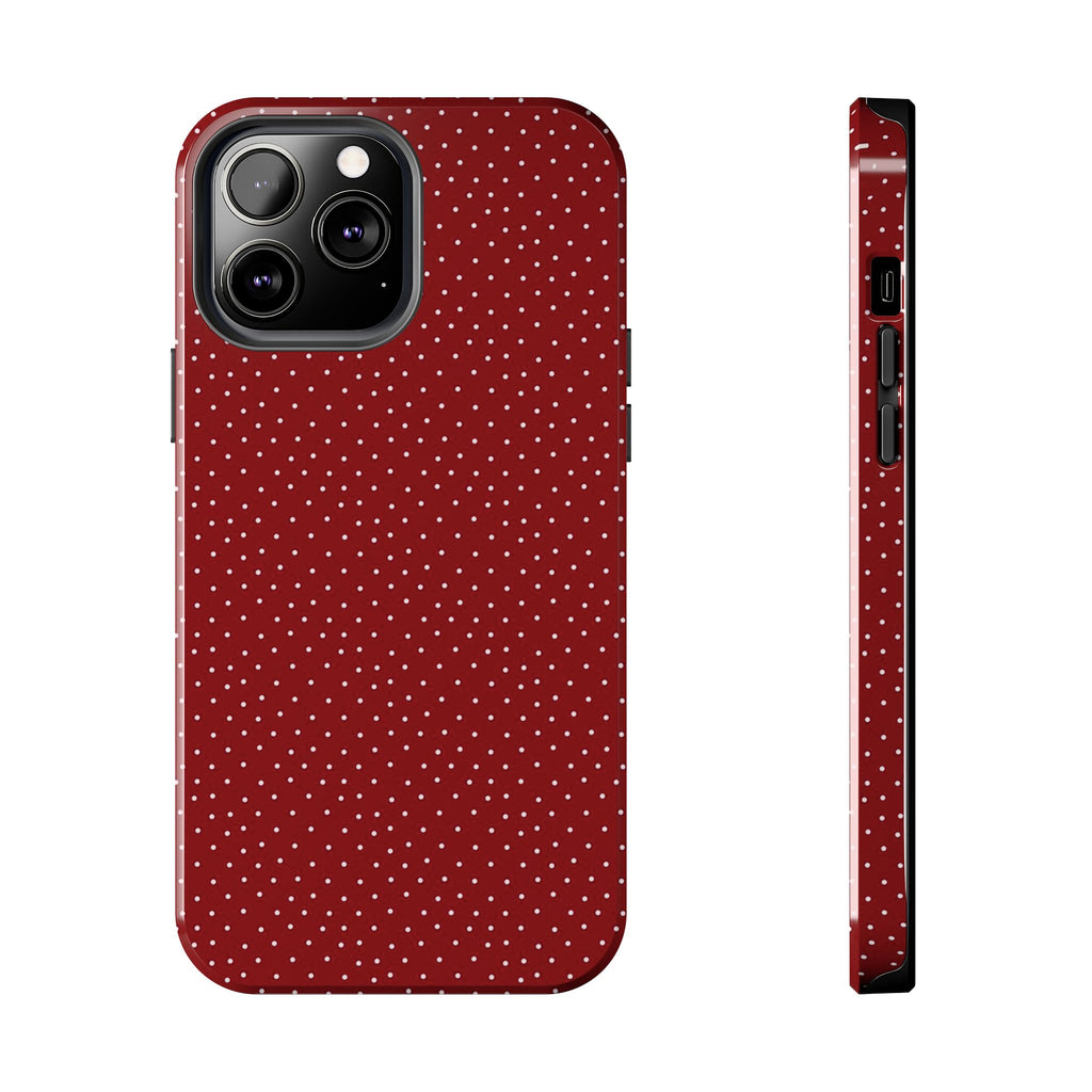 burgundy polkadot phone case