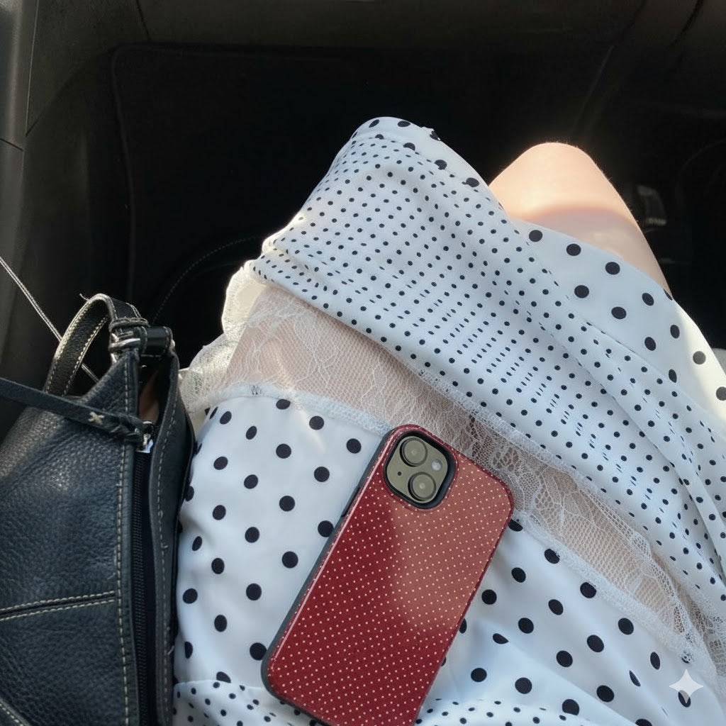 burgundy polkadot phone case